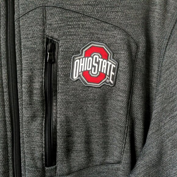 OSU Ohio State Buckeyes Full Zip Charcoal Gray Light Jacket Zip Pockets Size M - Picture 7 of 16